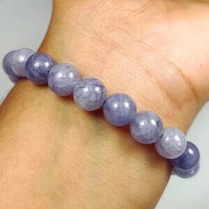 88.15 Ct Natural Lepidolite 8mm Round Bead Bracelet Brazil